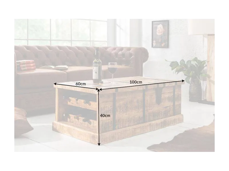 Table basse en bois massif 100cm barre de maison coloris bois nature