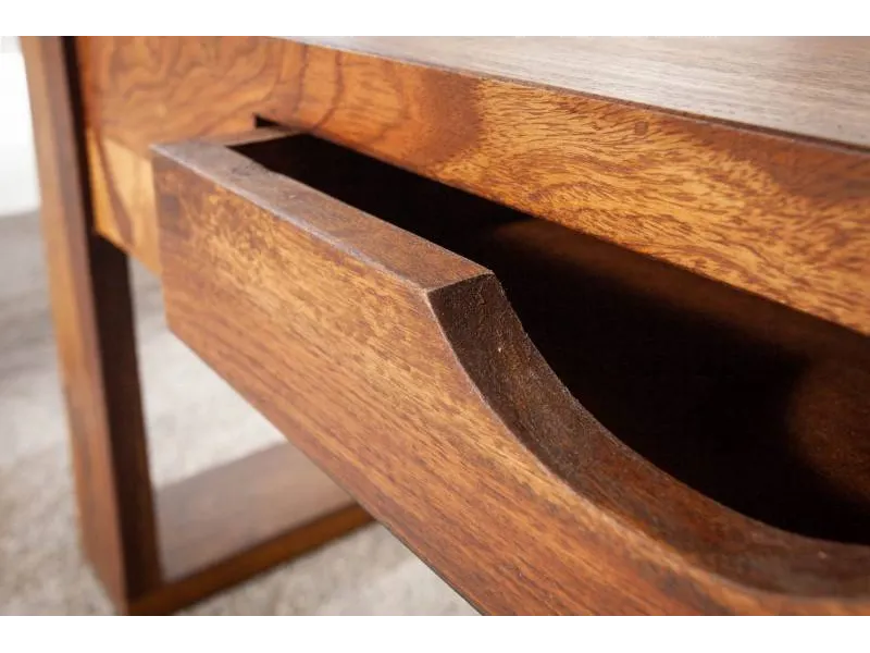 Table basse 100 cm en bois massif avec rangement coloris ciré naturel