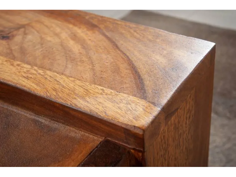 Table basse 100 cm en bois massif avec rangement coloris ciré naturel