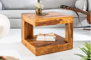 Table basse en bois massif de 45cm coloris naturel