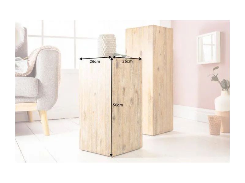 Colonne design naturel de 50 cm en bois massif