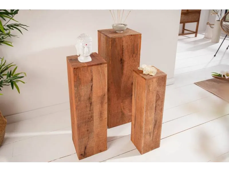 Colonnes décoratives de couleur naturelle en manguier massif