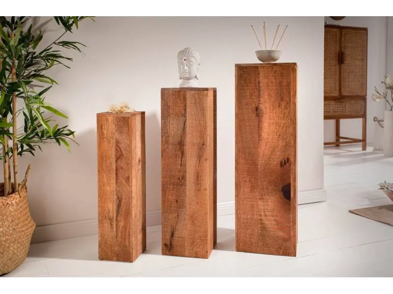 Colonnes décoratives de couleur naturelle en manguier massif