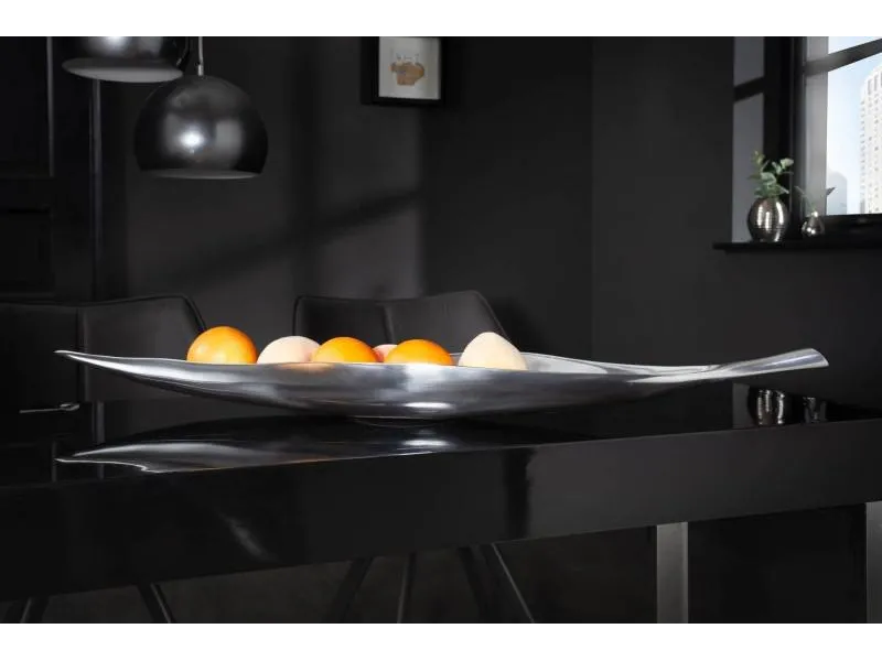 Bol de fruits décoratif 80x15cm en aluminium argenté
