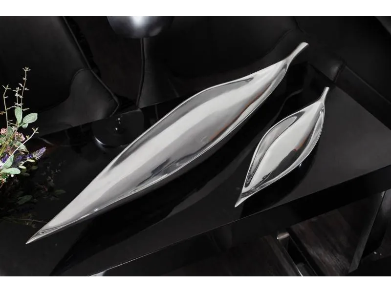 Bol de fruits décoratif 80x15cm en aluminium argenté