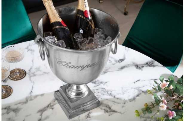 Seau à bouteille moderne de 40cm coloris argenté en aluminium