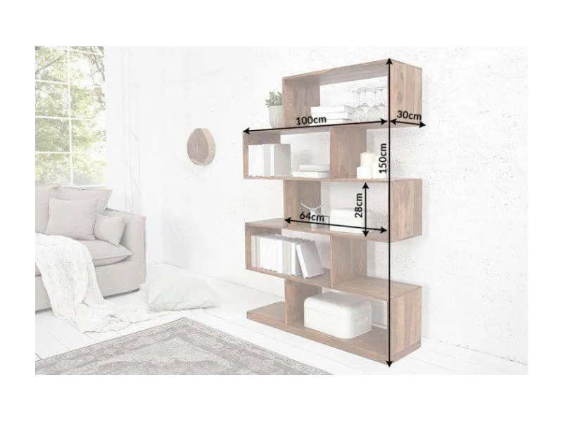 étagère moderne de 150cm en bois massif coloris naturel