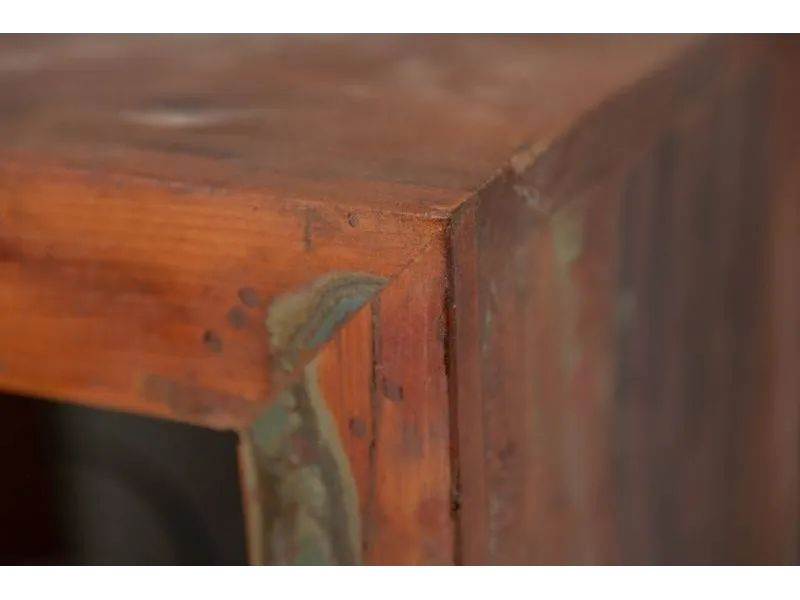 Cube de rangement 45 cm bois recyclé massif coloré