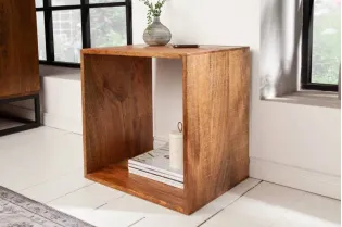 Cube de rangement 43 cm étagère design en manguier massif