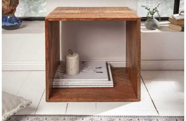 Cube de rangement 43 cm étagère design en manguier massif