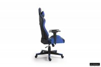 Chaise de bureau ergonomique pour jeu vidéo, sans repose-pieds, Bleu/noir