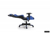 Chaise de bureau ergonomique pour jeu vidéo, sans repose-pieds, Bleu/noir