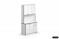 Meuble de rangement autoportant pour la cuisine en bois composite blanc