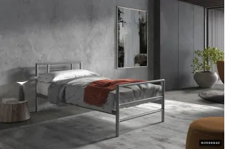 Lit moderne en métal coloris gris de 90x200 cm
