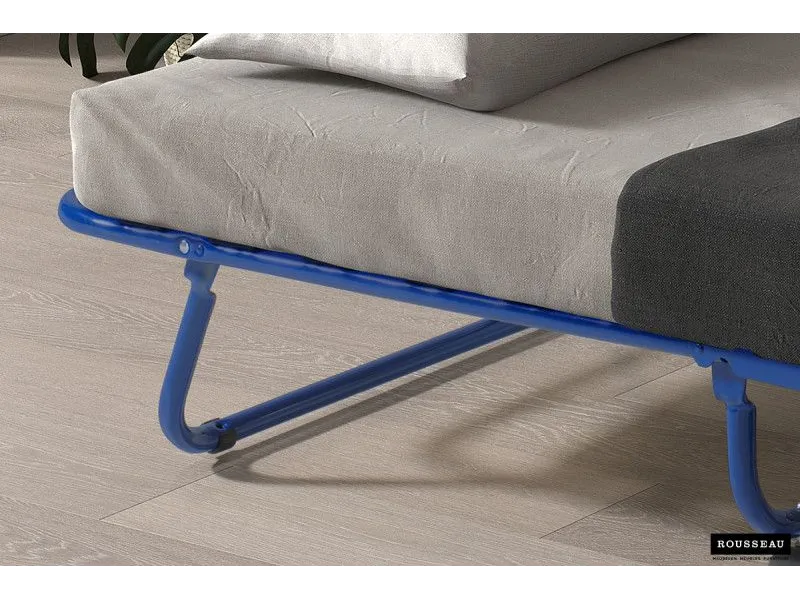 Lit pliable en métal gris 80x190 cm avec roues et matelas inclus