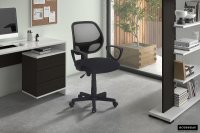 Chaise de bureau style roulant en tissu coloris noir