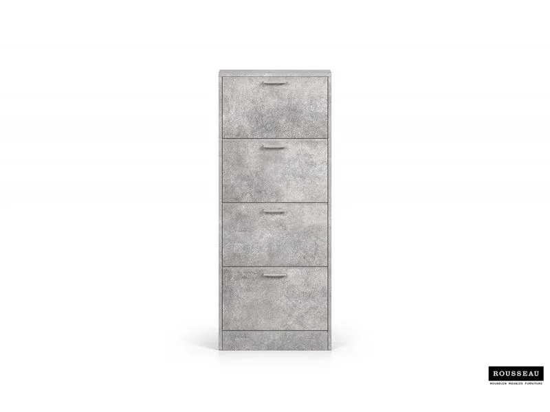 Meuble rangement chaussures, 4 compartiments, coloris béton