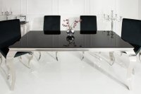 Table de salle à manger 200cm design baroque en noir et argent