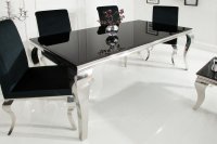 Table de salle à manger 200cm design baroque en noir et argent