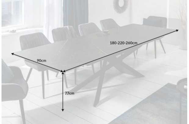 Table à manger extensible 180-220-260cm céramique aspect graphite