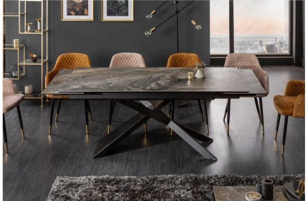 Table à manger extensible 180-220-260cm céramique aspect marbre