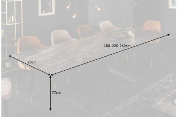 Table à manger extensible 180-220-260cm céramique aspect marbre