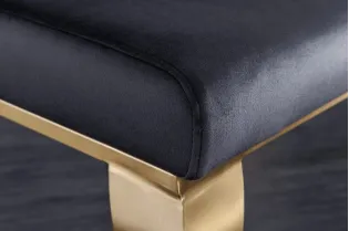 Lot de 2 Chaises de salle à manger design baroque coloris noir pieds doré 2