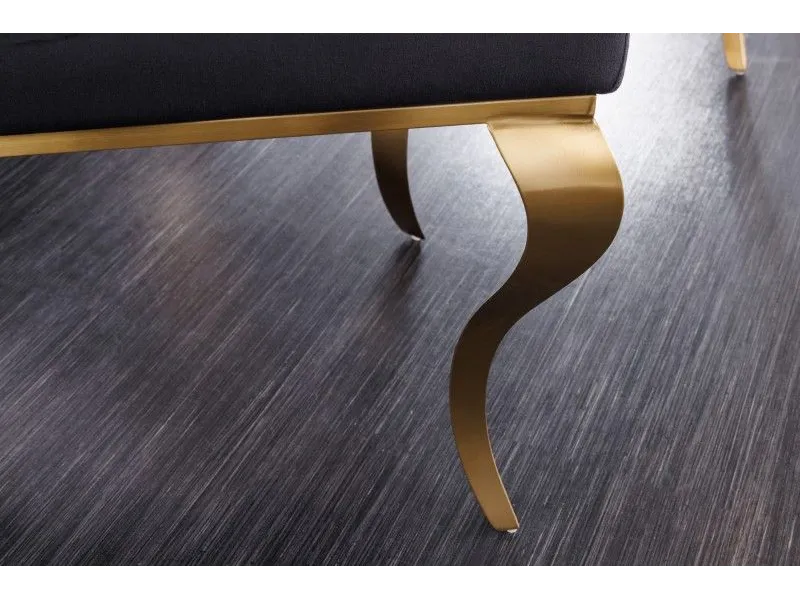 Lot de 2 Chaises de salle à manger design baroque coloris noir pieds doré