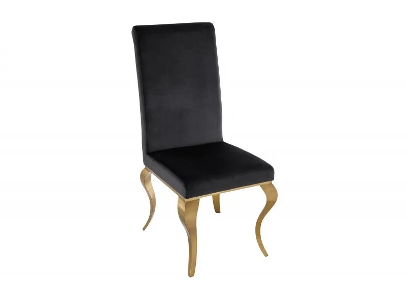 Lot de 2 Chaises de salle à manger design baroque coloris noir pieds doré