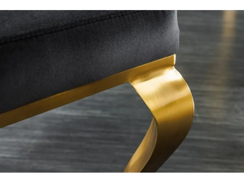 Lot de 2 Chaises de château en velours noir piètement en acier inoxydable, tête de lion doré