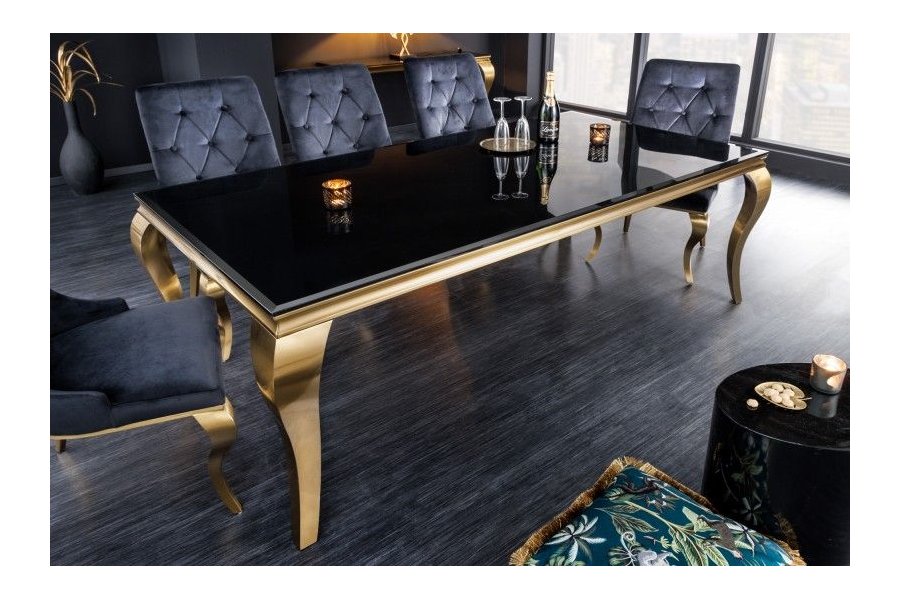 copy of Table de salle à manger 180cm design baroque en noir et or