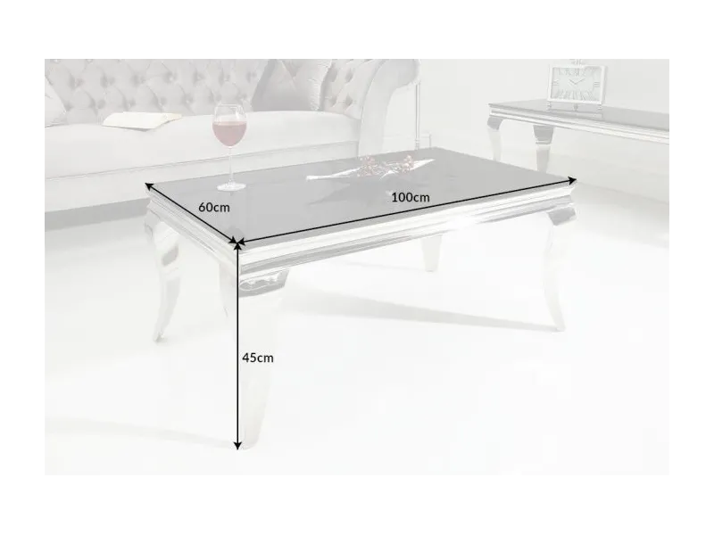 Table basse noir/argenté de style baroque 100 cm