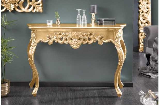Meuble console 110 cm design classique coloris doré