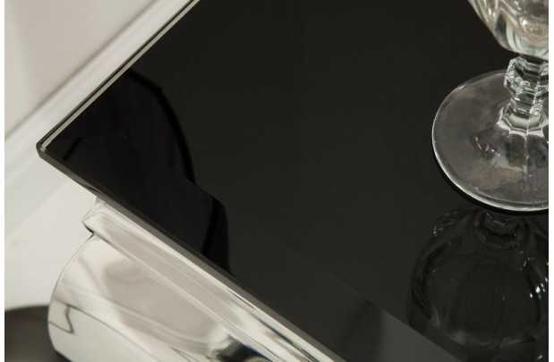 Console design baroque de 140cm coloris noir en verre trempé et acier inoxydable