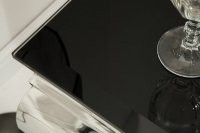 Console design baroque de 140cm coloris noir en verre trempé et acier inoxydable