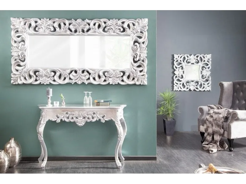 Miroir mural style baroque en polyrésine argenté 180cm